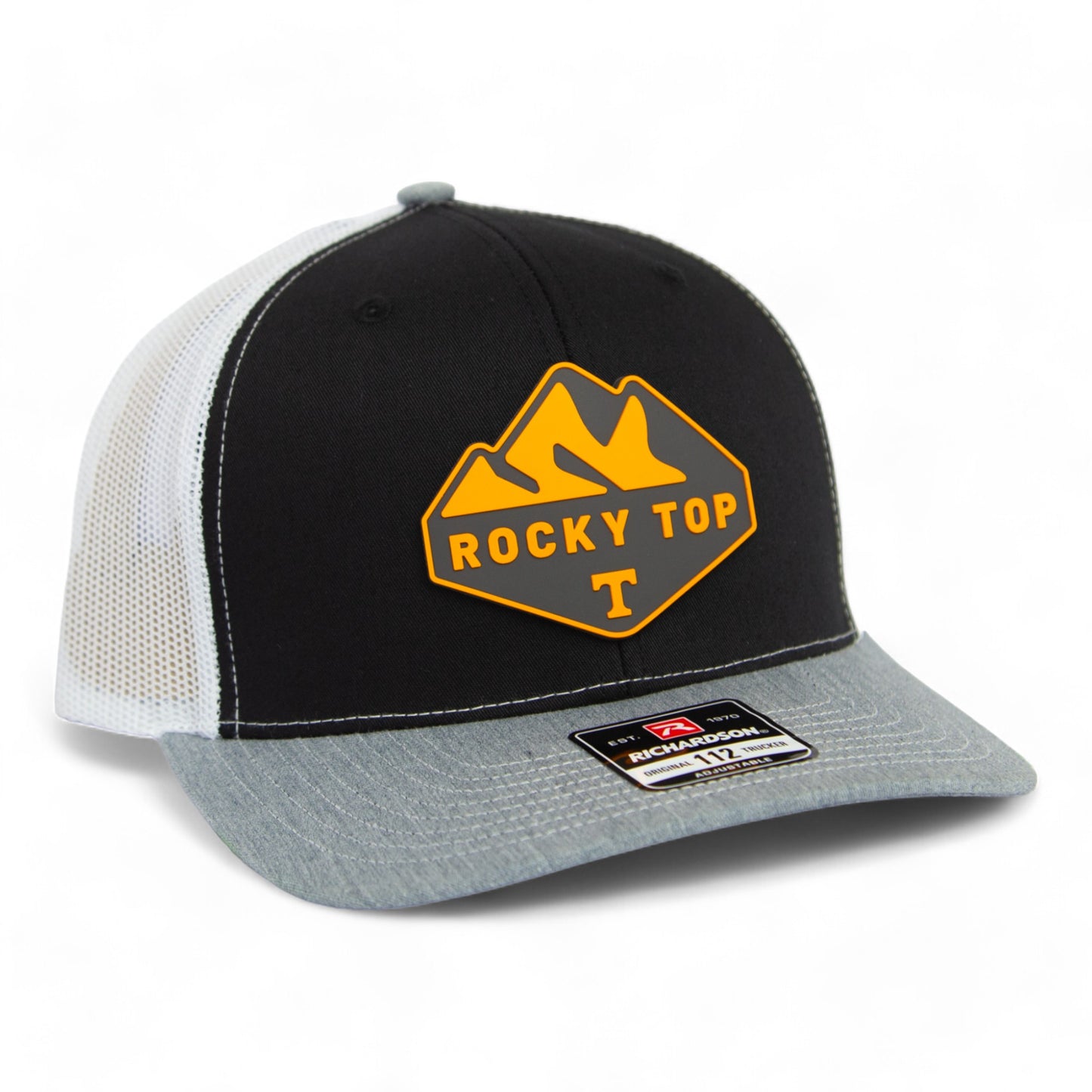 Tennessee Volunteers Rocky Top 3D Snapback Trucker Hat- Black/ White/ Heather Grey