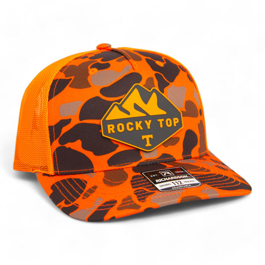 Tennessee Volunteers Rocky Top 3D Snapback Trucker Hat- Blaze Duck Camo/ Blaze