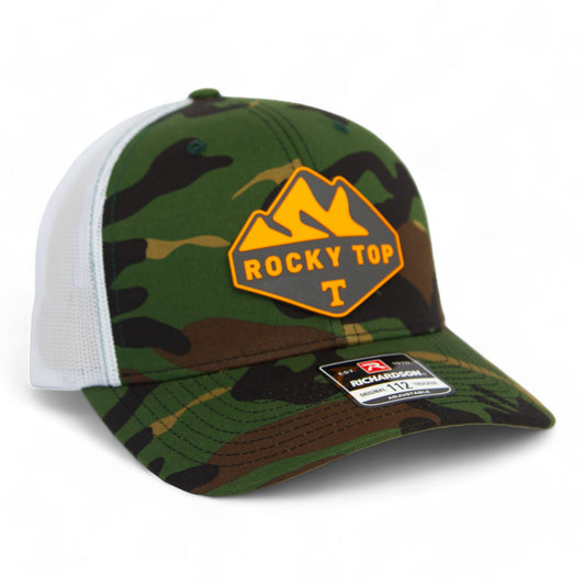 Tennessee Volunteers Rocky Top 3D Snapback Trucker Hat- Army Camo/ White