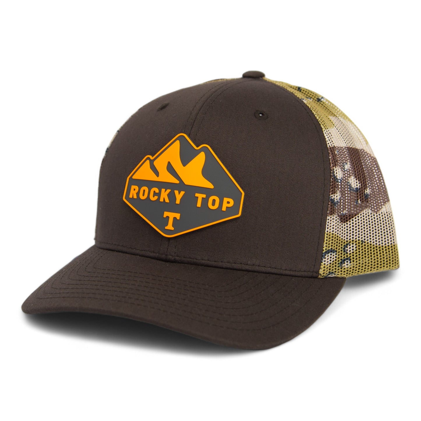 Tennessee Volunteers Rocky Top 3D Snapback Trucker Hat- Brown/ Desert Camo