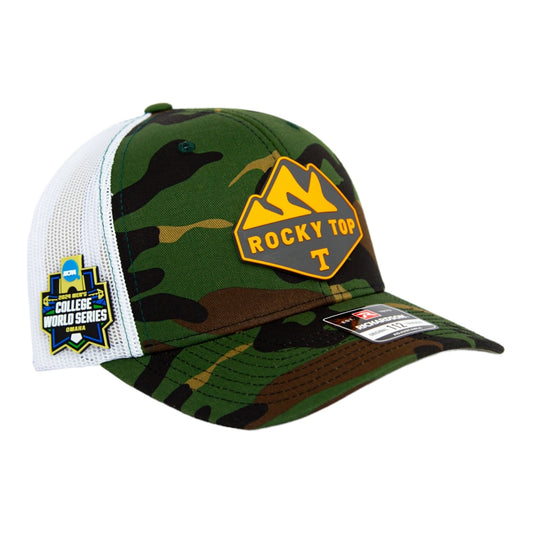 Tennessee Volunteers 2024 Men's College World Series 3D Snapback Trucker Hat- Army Camo/ White