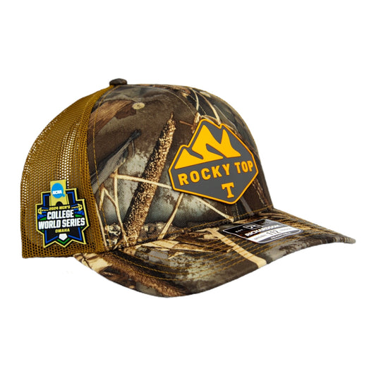 Tennessee Volunteers 2024 Men's College World Series 3D Snapback Trucker Hat- Realtree Max 7/ Buck