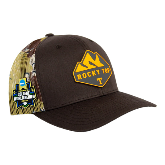 Tennessee Volunteers 2024 Men's College World Series 3D Snapback Trucker Hat- Brown/ Desert Camo