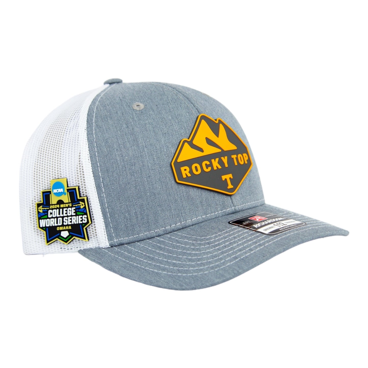Tennessee Volunteers 2024 Men's College World Series 3D Snapback Trucker Hat- Heather Grey/ White