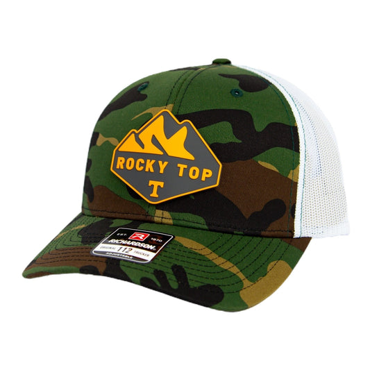 Tennessee Volunteers Rocky Top 3D Snapback Trucker Hat- Army Camo/ White