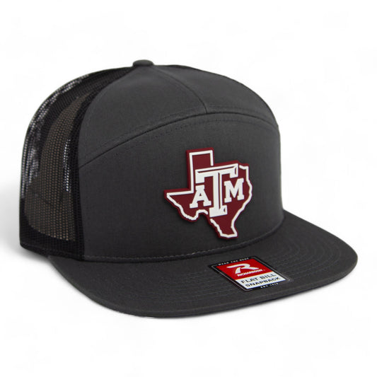 Texas A&M Aggies 3D Snapback Seven-Panel Flat Bill Trucker Hat- Charcoal/ Black