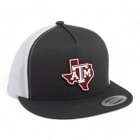 Texas A&M Aggies 3D YP Snapback Flat Bill Trucker Hat- Charcoal/ White