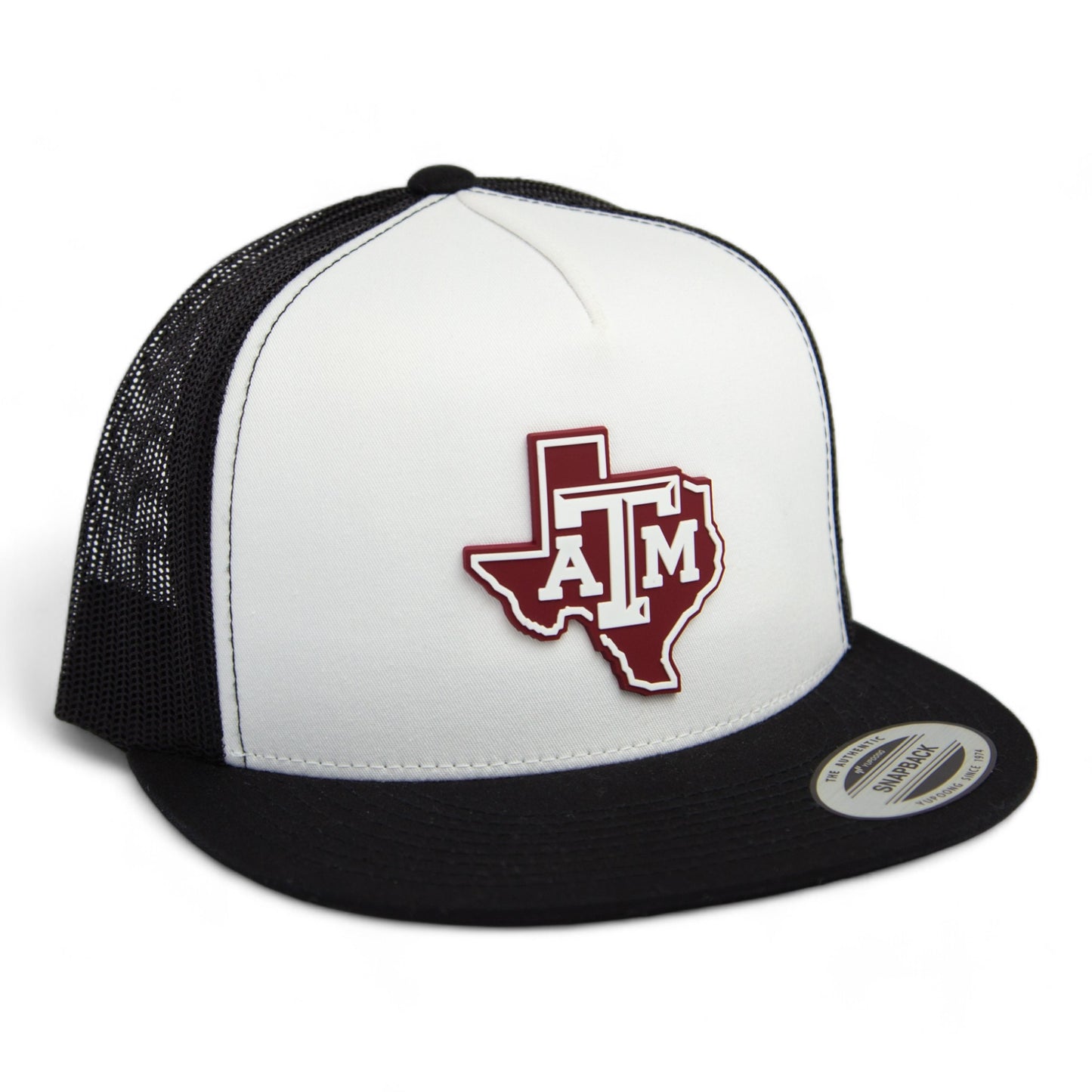 Texas A&M Aggies 3D YP Snapback Flat Bill Trucker Hat- White/ Black