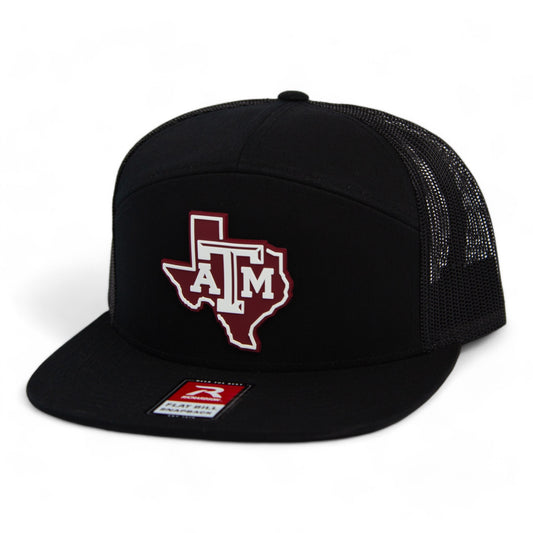 Texas A&M Aggies 3D Snapback Seven-Panel Flat Bill Trucker Hat- Black