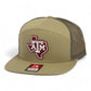 Texas A&M Aggies 3D Snapback Seven-Panel Flat Bill Trucker Hat- Pale Khaki/ Loden