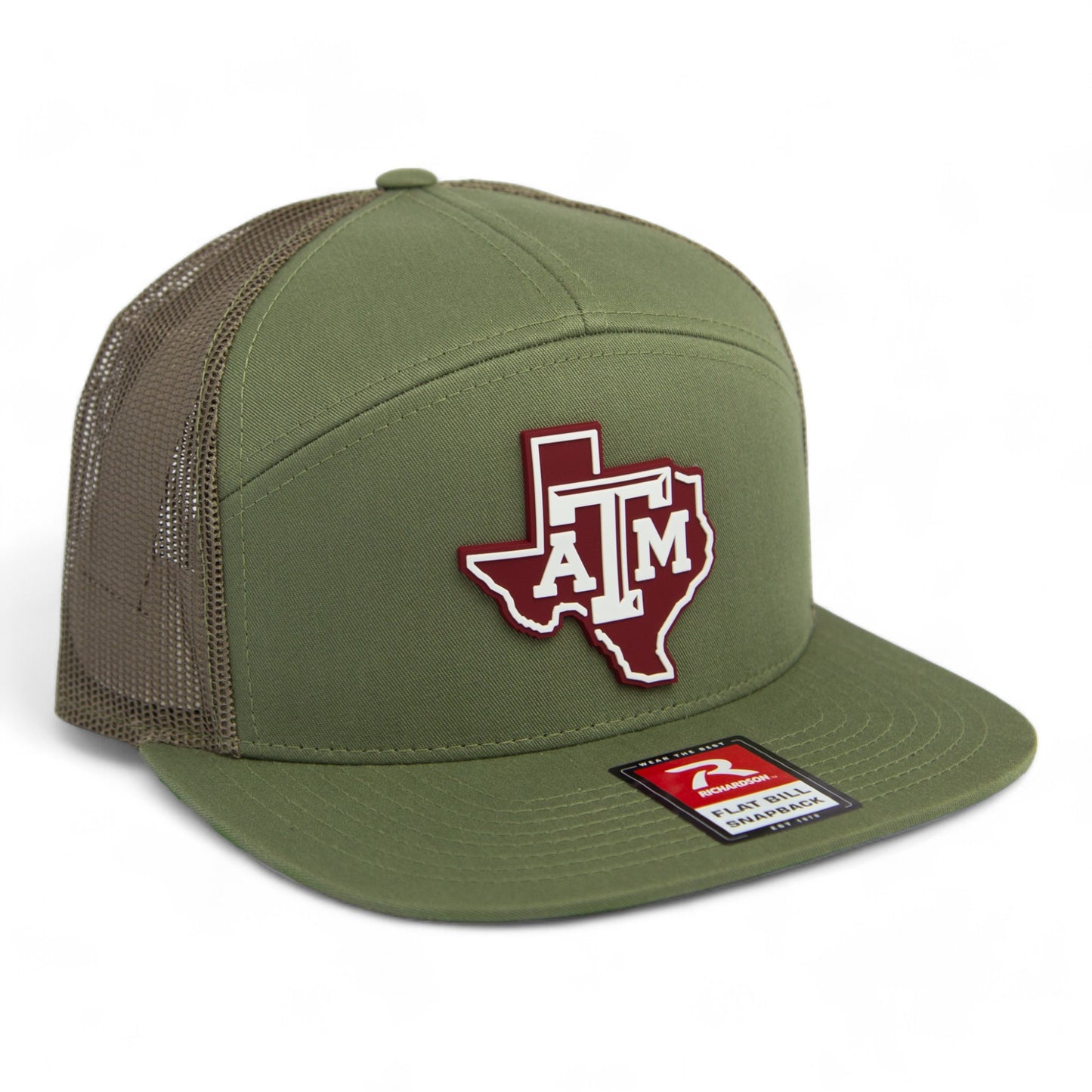 Texas A&M Aggies 3D Snapback Seven-Panel Flat Bill Trucker Hat- Loden Green