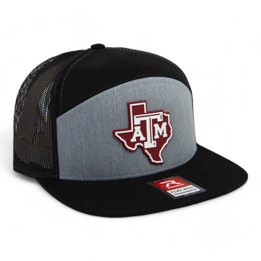 Texas A&M Aggies 3D Snapback Seven-Panel Flat Bill Trucker Hat- Heather Grey/ Black