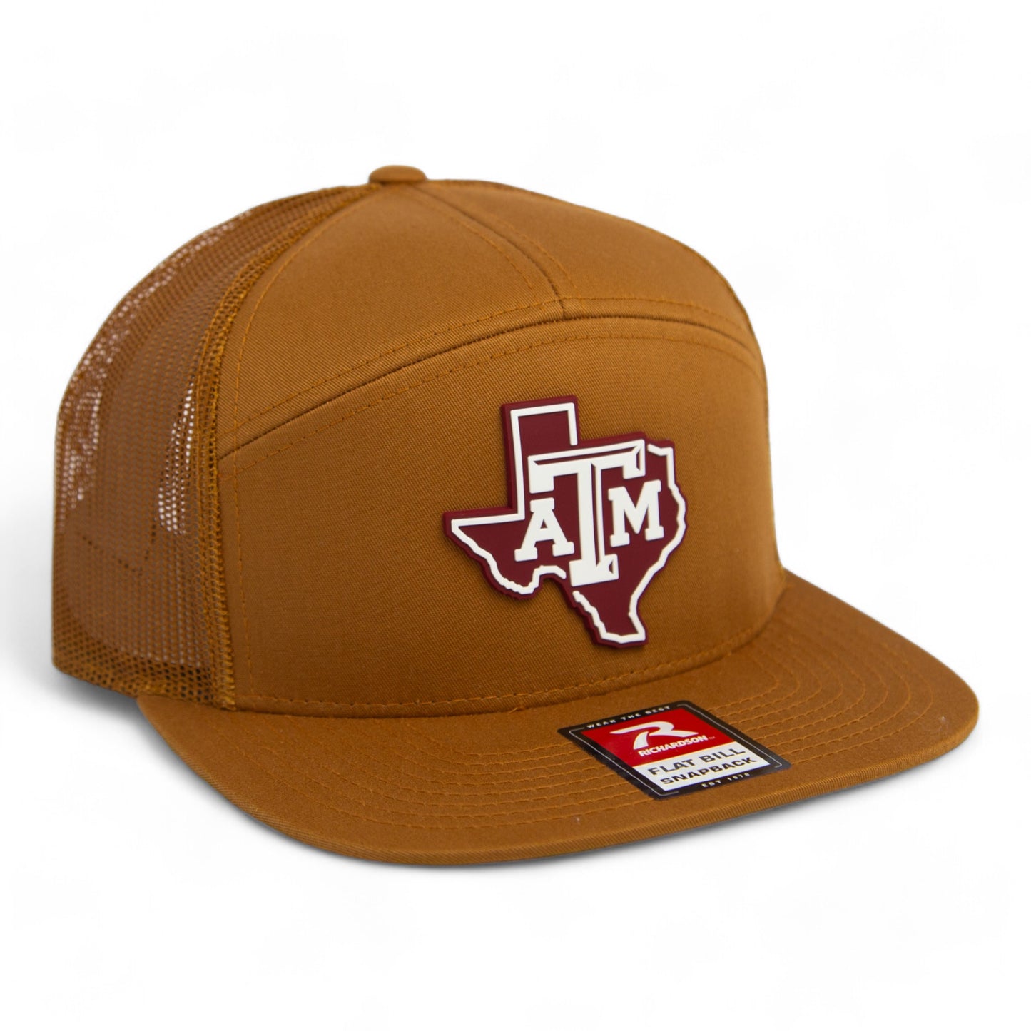 Texas A&M Aggies 3D Snapback Seven-Panel Flat Bill Trucker Hat- Caramel