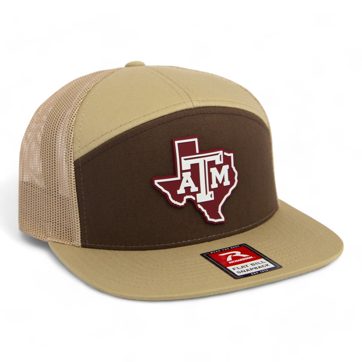 Texas A&M Aggies 3D Snapback Seven-Panel Flat Bill Trucker Hat- Brown/ Tan