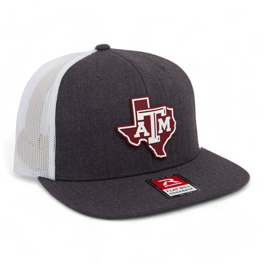 Texas A&M Aggies 3D Wool Blend Flat Bill Hat- Heather Charcoal/ White