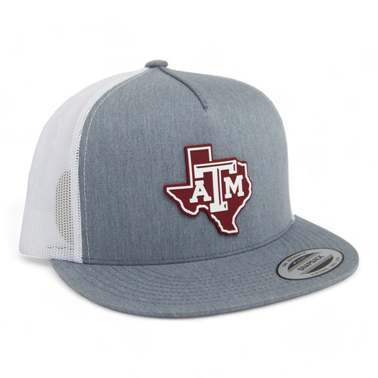 Texas A&M Aggies 3D YP Snapback Flat Bill Trucker Hat- Heather Grey/ White