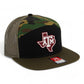 Texas A&M Aggies 3D Snapback Seven-Panel Flat Bill Trucker Hat- Black/ Camo/ Loden