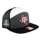 Texas A&M Aggies 2024 Men's College World Series 3D Snapback Seven-Panel Flat Bill Trucker Hat- Charcoal/ White/ Black