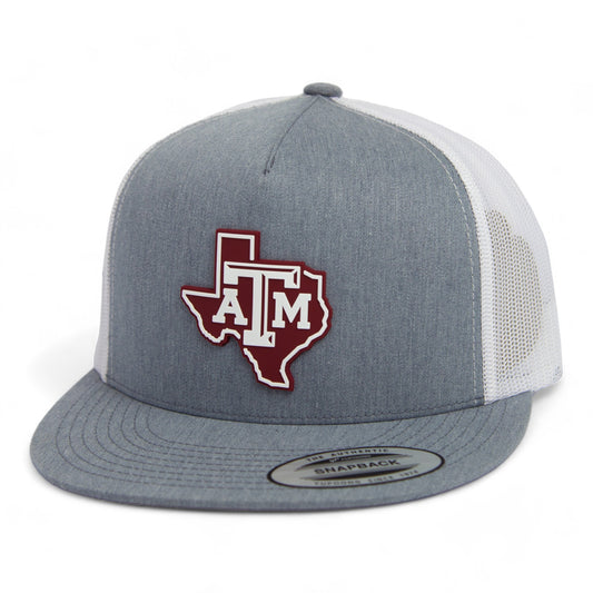 Texas A&M Aggies 3D YP Snapback Flat Bill Trucker Hat- Heather Grey/ White