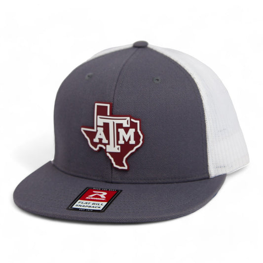 Texas A&M Aggies 3D Wool Blend Flat Bill Hat- Charcoal/ White