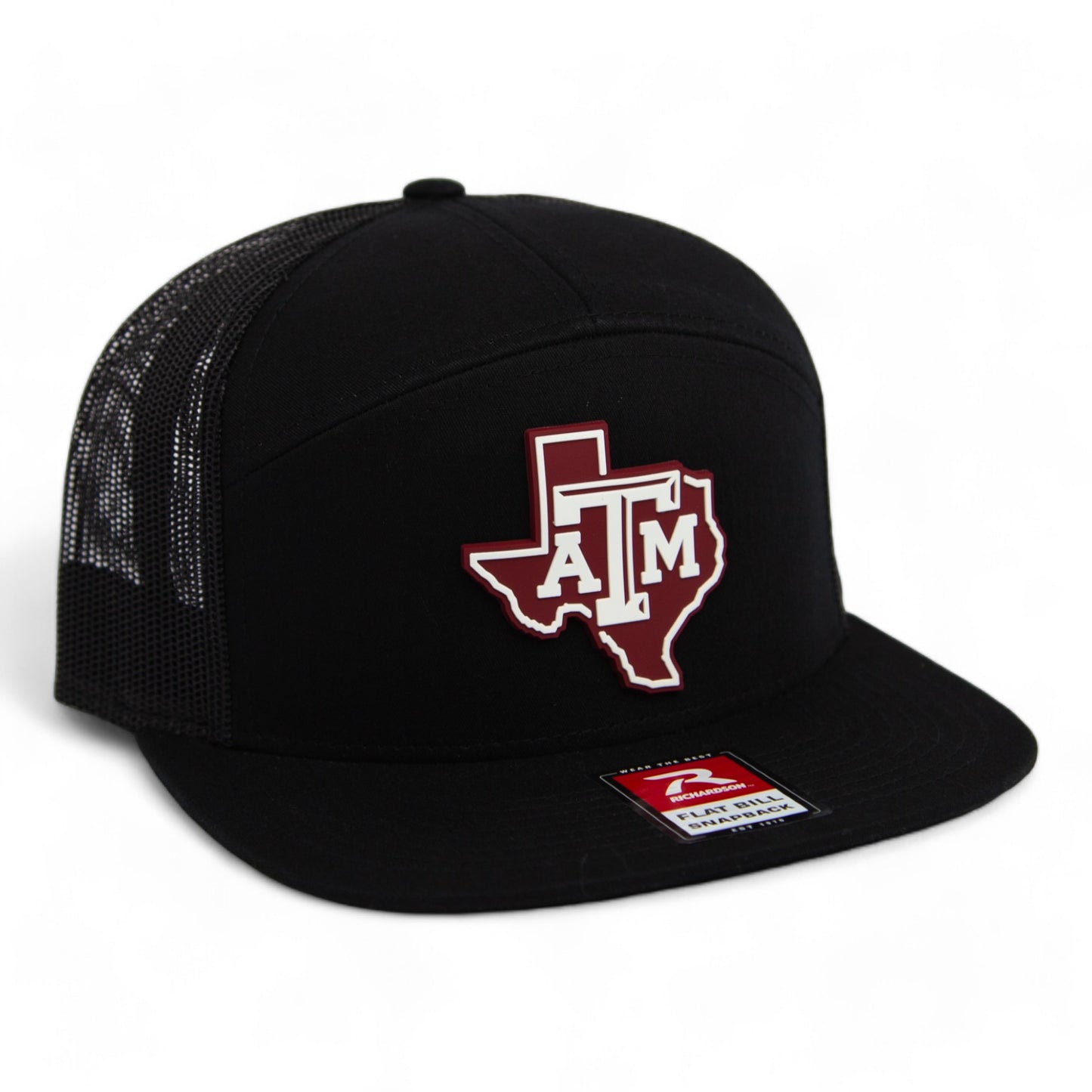 Texas A&M Aggies 3D Snapback Seven-Panel Flat Bill Trucker Hat- Black