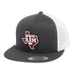 Texas A&M Aggies 2024 Men's College World Series 3D YP Snapback Flat Bill Trucker Hat- Charcoal/ White