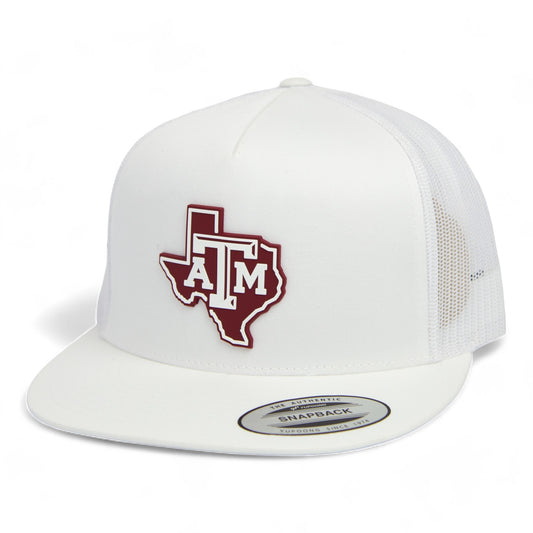 Texas A&M Aggies 3D YP Snapback Flat Bill Trucker Hat- White