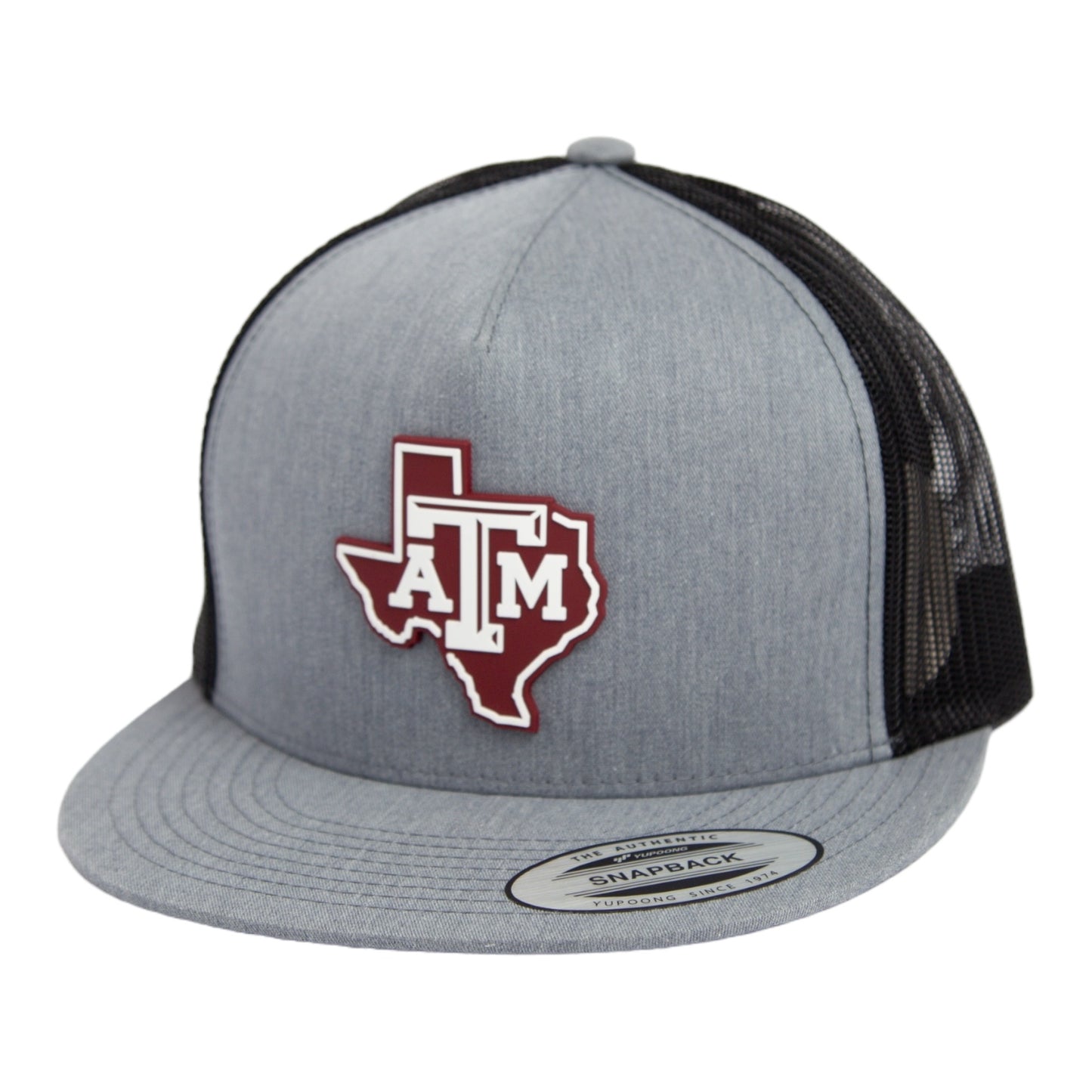 Texas A&M Aggies 2024 Men's College World Series 3D YP Snapback Flat Bill Trucker Hat- Heather Grey/ Black