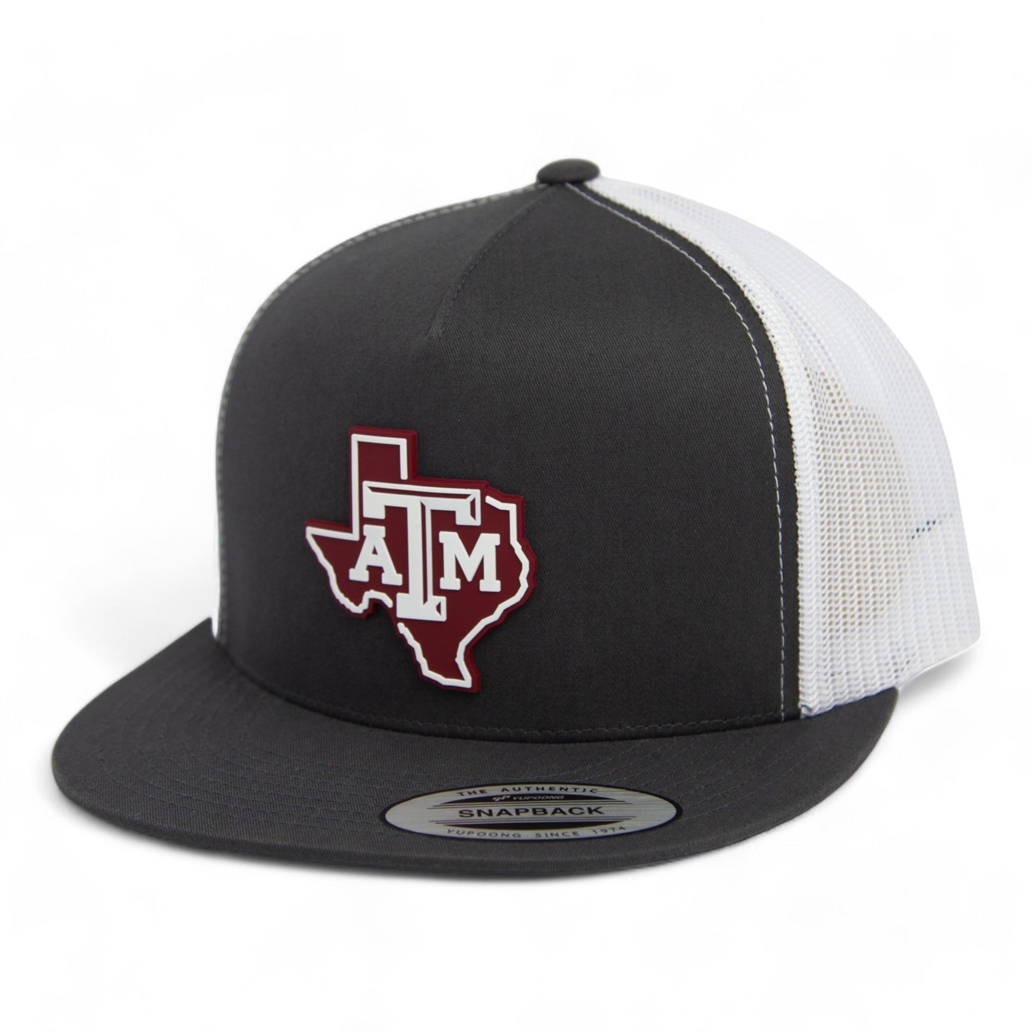 Texas A&M Aggies 3D YP Snapback Flat Bill Trucker Hat- Charcoal/ White