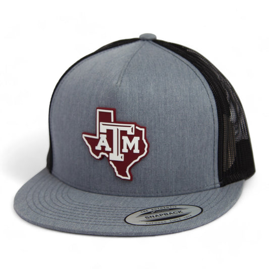 Texas A&M Aggies 3D YP Snapback Flat Bill Trucker Hat- Heather Grey/ Black