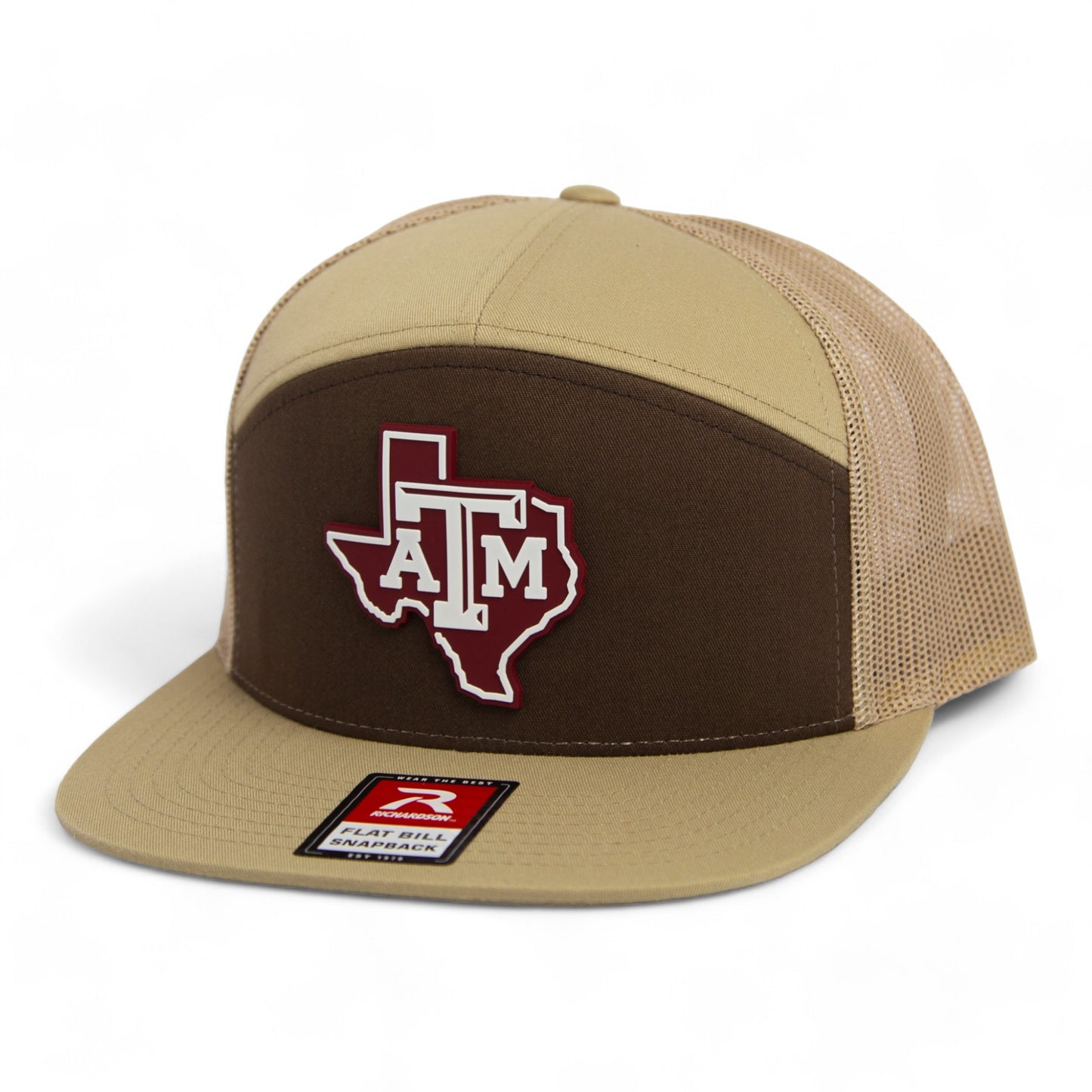 Texas A&M Aggies 3D Snapback Seven-Panel Flat Bill Trucker Hat- Brown/ Tan