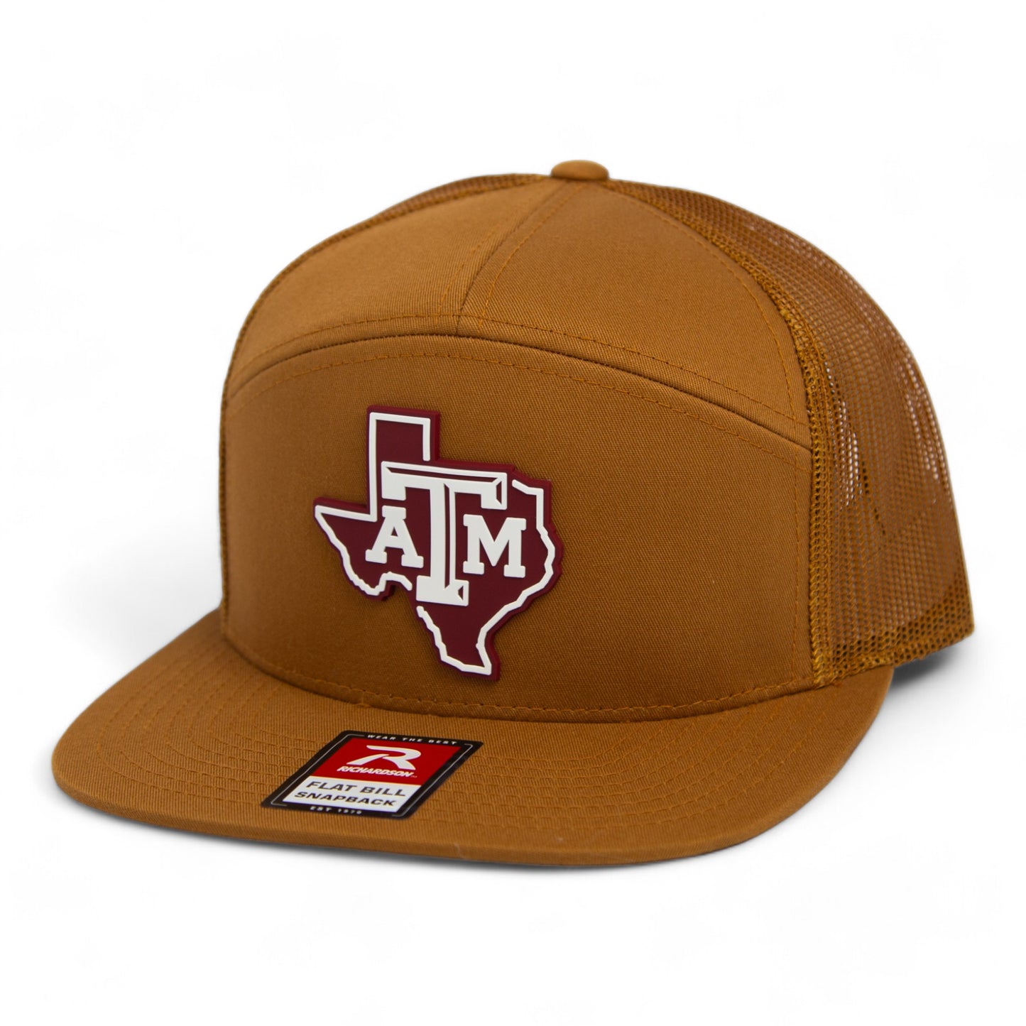 Texas A&M Aggies 3D Snapback Seven-Panel Flat Bill Trucker Hat- Caramel