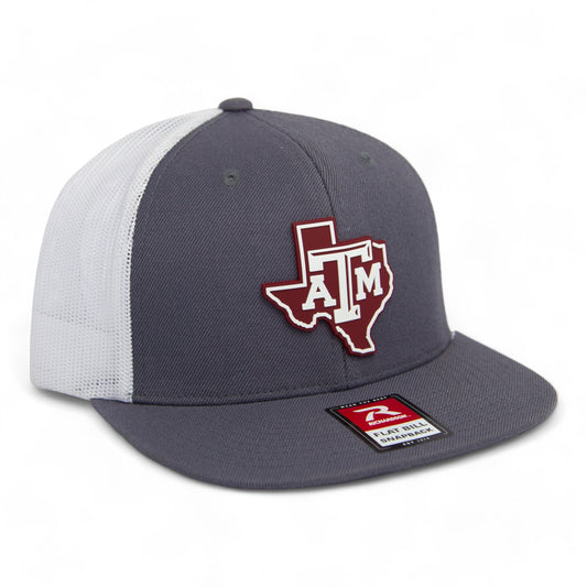 Texas A&M Aggies 3D Wool Blend Flat Bill Hat- Charcoal/ White