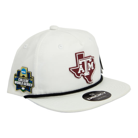 Texas A&M Aggies 2024 Men's College World Series 3D Classic Rope Hat- White/ Black