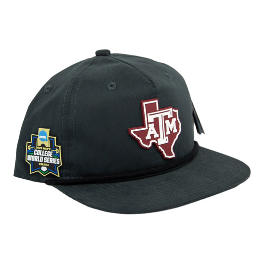Texas A&M Aggies 2024 Men's College World Series 3D Classic Rope Hat- Charcoal/ Black