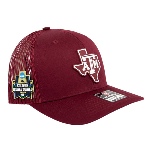 Texas A&M Aggies 2024 Men's College World Series 3D Snapback Trucker Hat- Cardinal