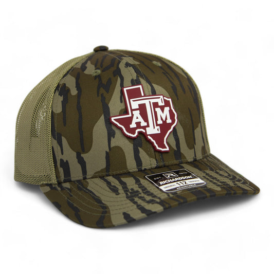 Texas A&M Aggies 3D Snapback Trucker Hat- Mossy Oak Bottomland/ Loden