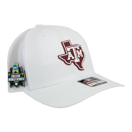 Texas A&M Aggies 2024 Men's College World Series 3D Snapback Trucker Hat- White