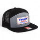 Trump Vance 2024 MAGA White Logo 3D Snapback Seven-Panel Flat Bill Trucker Hat- Heather Grey/ Black