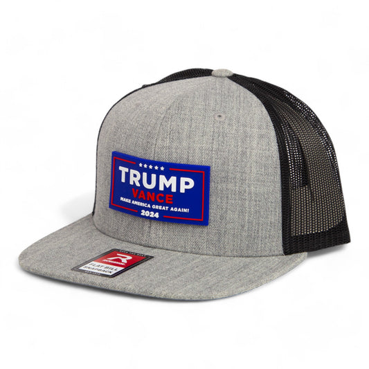 Trump Vance 2024 MAGA 3D Wool Blend Flat Bill Hat- Heather Grey/ Black