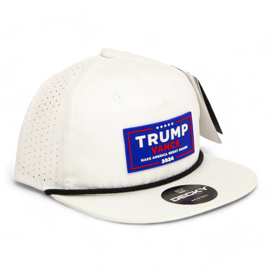 Trump Vance 2024 MAGA 3D Perforated Rope Hat- White/ Black