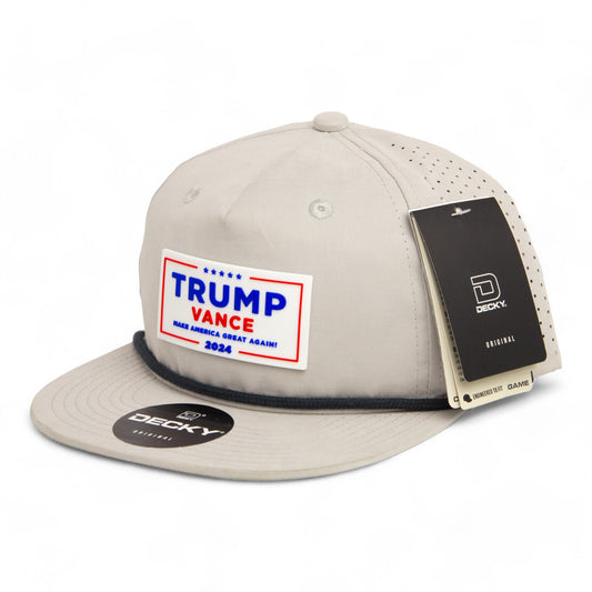 Trump Vance 2024 MAGA White Logo 3D Perforated Rope Hat- Grey/ Charcoal