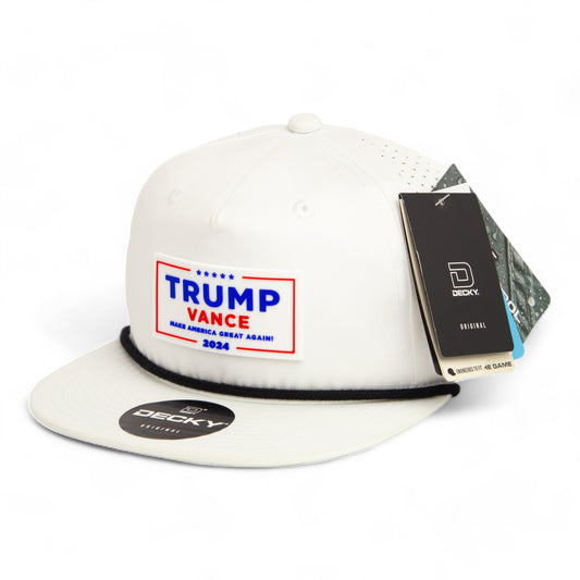 Trump Vance 2024 MAGA White Logo 3D Perforated Rope Hat- White/ Black