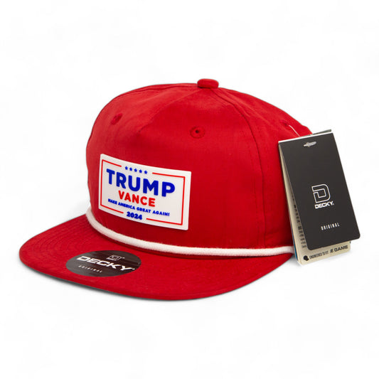 Trump Vance 2024 MAGA White Logo 3D Classic Rope Hat- Red/ White