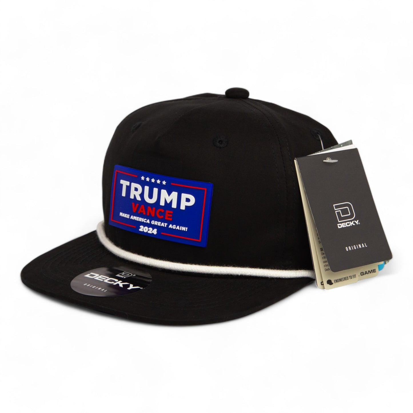 Trump Vance 2024 MAGA 3D Classic Rope Hat- Black/ White