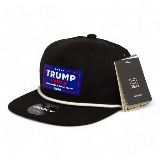 Trump Vance 2024 MAGA 3D Classic Rope Hat- Black/ White