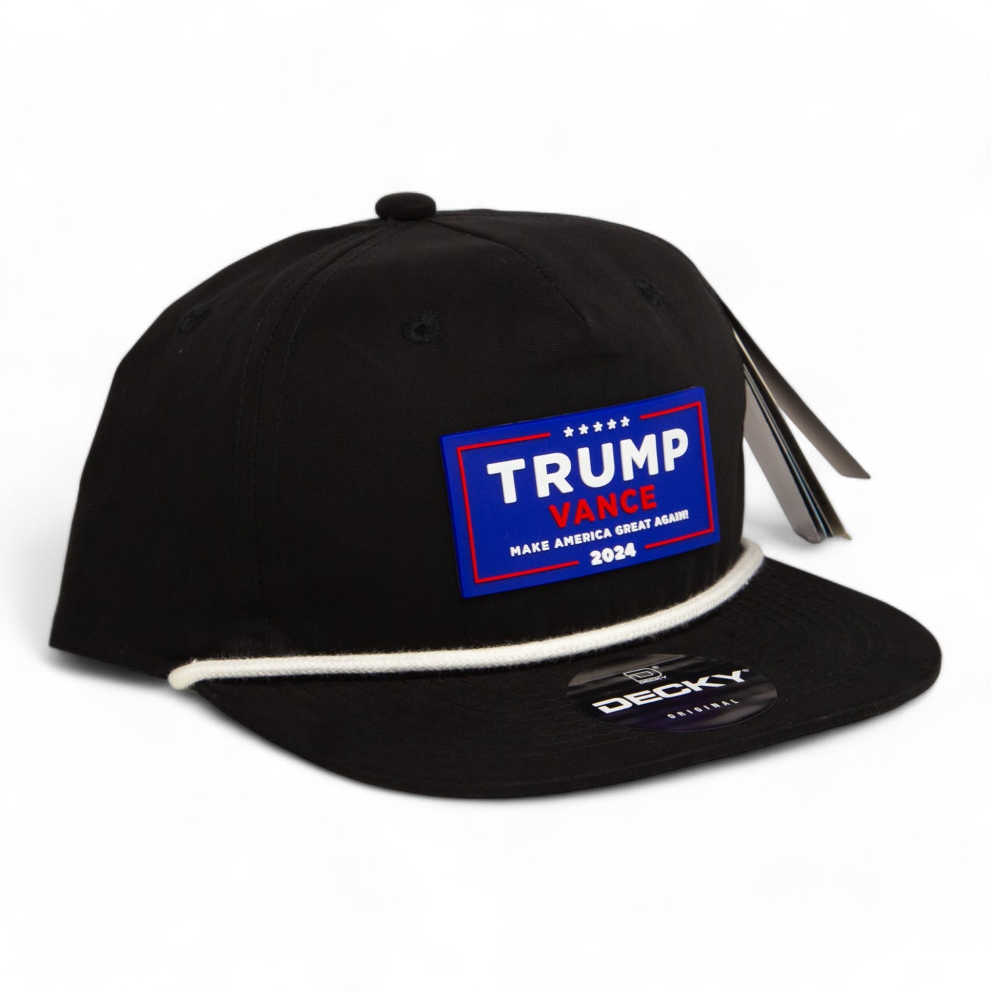 Trump Vance 2024 MAGA 3D Classic Rope Hat- Black/ White