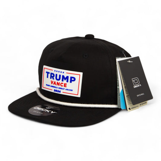 Trump Vance 2024 MAGA White Logo 3D Classic Rope Hat- Black/ White