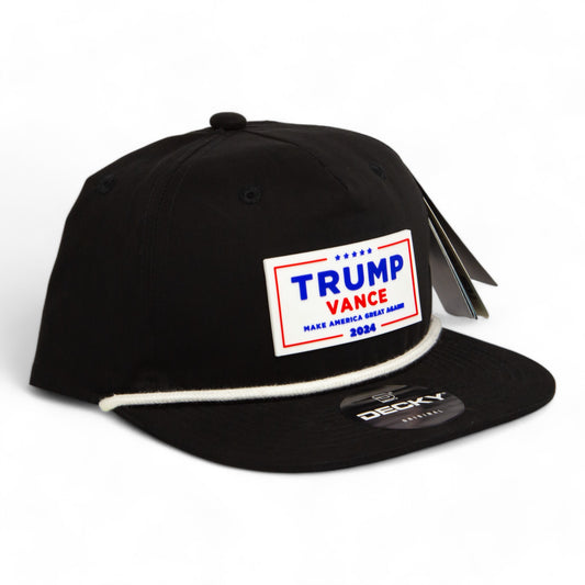 Trump Vance 2024 MAGA White Logo 3D Classic Rope Hat- Black/ White