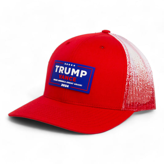 Trump Vance 2024 MAGA 3D Snapback Trucker Hat- Red Fade